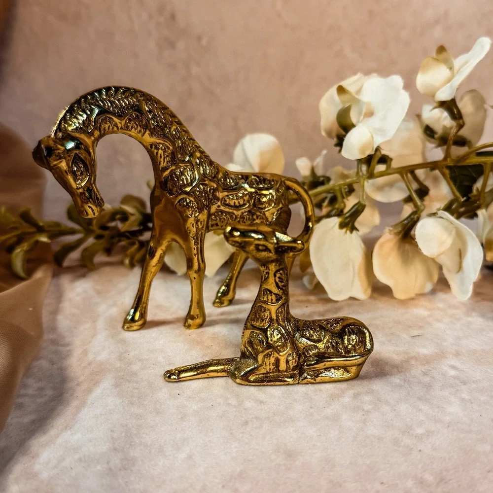 Solid‎ Brass Giraffe Set